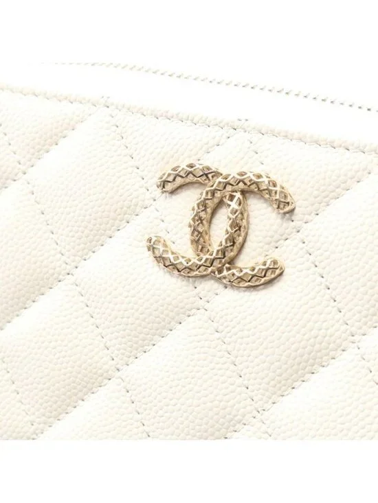 Chanel Round Wallet Quilted White Calf Long - Picture 7 of 7